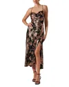 Astr The Label Gaia Cowl Neck Midi Dress In Black Rose Gold