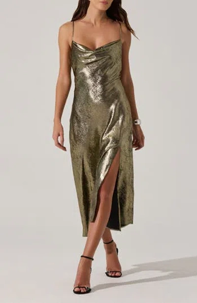Astr The Label Gaia Metallic Midi Dress In Brown