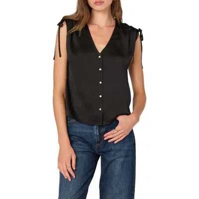 Astr The Label Gathered Tie Shoulder Top In Black