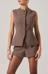 Astr The Label Giselle Check Vest In Brown