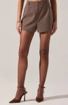 Astr The Label Gisselle Plaid Shorts In Brown