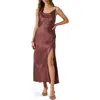 Astr The Label Glynis Cowl Neck Satin Slipdress In Mulberry
