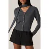 Astr The Label Glynne Scarf V-neck Cardigan In Gray