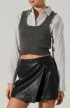 Astr The Label Guinevere Layered Wool & Cotton Sweater In Gray