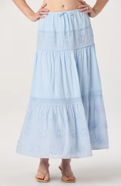 Astr The Label Gwyn Embroidered Maxi Skirt In Blue
