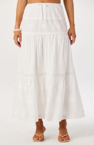 Astr The Label Gwyn Embroidered Maxi Skirt In White