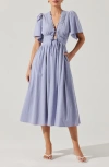 Astr The Label Hadleigh Scallop Detail Cotton Blend Midi Dress In Purple
