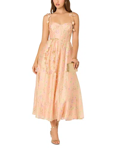 Astr The Label Halcyon Floral Print A-line Dress In Orange