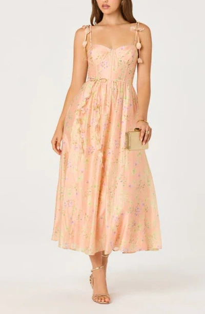 Astr The Label Halcyon Floral Print A-line Dress In Orange