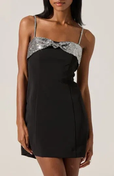 Astr The Label Halya Sequin Bow Minidress In Black