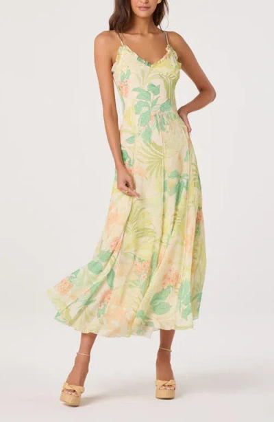Astr The Label Hana Floral Print A-line Dress In Yellow
