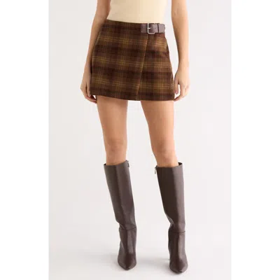 Astr The Label Harley Plaid Miniskirt In Brown