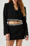 Astr The Label Hazel Crystal Embellished Crop Blazer In Black