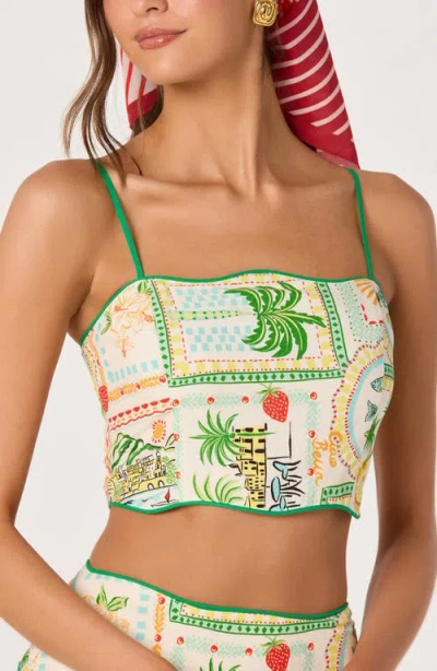 Astr The Label Heidi Mixed Print Crop Top In Green