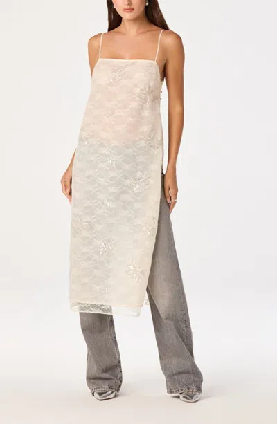Astr The Label Helena Lace Tunic Top In Neutral
