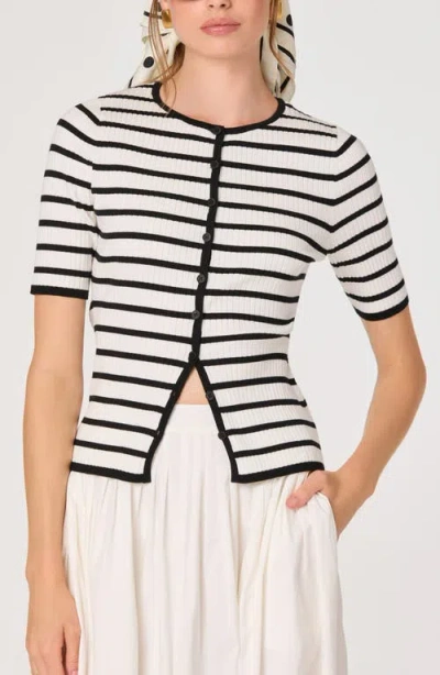 Astr The Label Henrie Crewneck Cardigan Sweater In Black