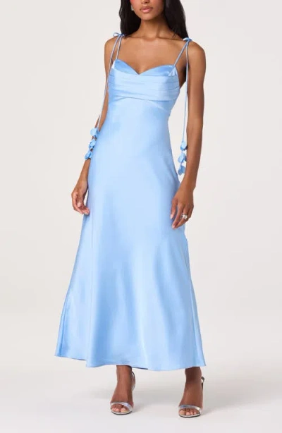 Astr The Label Hera Satin A-line Dress In Blue