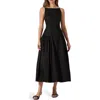 Astr The Label High Neck Open Back Cotton Midi Dress In Black