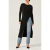 Astr The Label High Slit Long Sweater In Black