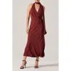 Astr The Label Hilaire Halter Neck Dress In Burgundy