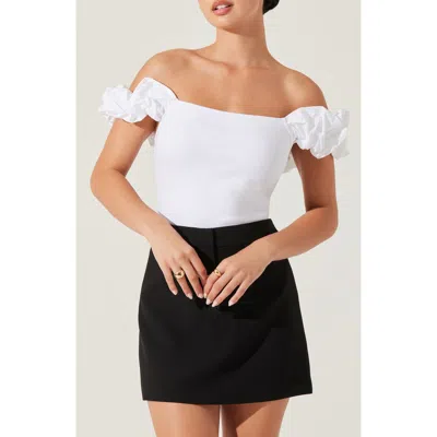 Astr The Label Hoda Mixed Media Off The Shoulder Top