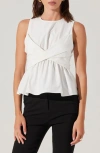 Astr The Label Isela Twist Overlay Cotton Top In White