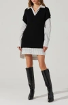 Astr The Label Ishilly Layered Long Sleeve Sweater Shirtdress