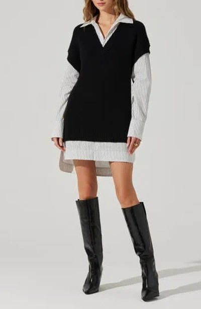 Astr The Label Ishilly Layered Long Sleeve Sweater Shirtdress