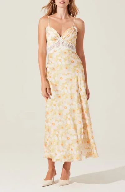 Astr The Label Ivanna Floral Slipdress In Yellow Green Floral