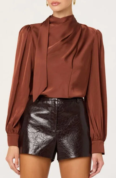 Astr The Label Ivonne Satin Top In Brown