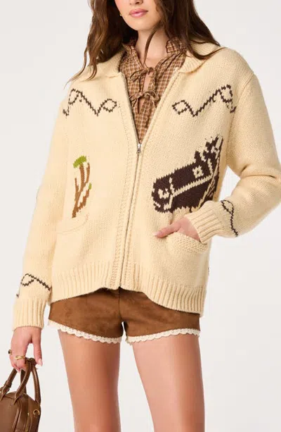 Astr The Label Ivy Zip Cardigan In Vintage Cream