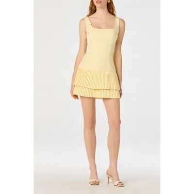 Astr The Label Jadah Tiered Pleated Minidress In Yellow