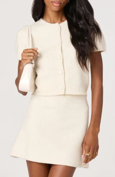 Astr Jailyn Short Sleeve Button Down Cardigan In Cream In White