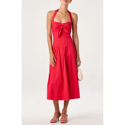 Astr The Label Janae Halter Midi Dress In Red