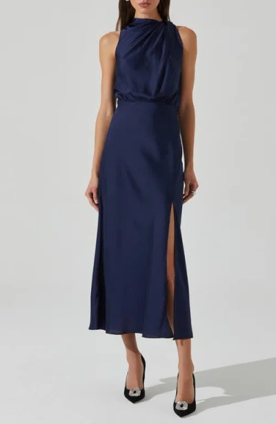 Astr The Label Jelyn Sleeveless Satin Midi Dress In Navy