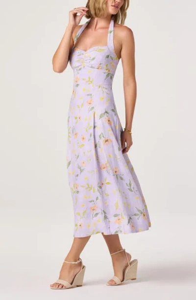 Astr The Label Jesenia Floral Halter Neck Dress In Purple