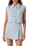 Astr The Label Jhene Sleeveless Wool Blend Tweed Top In Blue