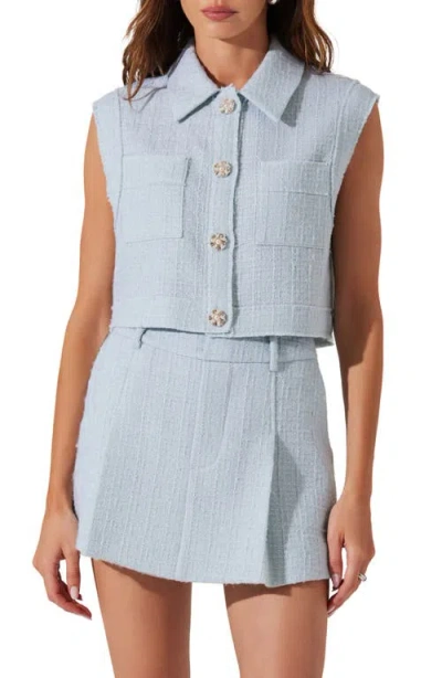 Astr The Label Jhene Sleeveless Wool Blend Tweed Top In Blue