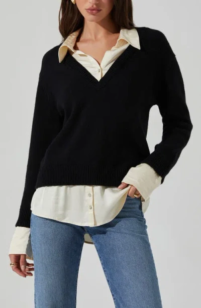 Astr Jianna Layered Sweater In Black Cream