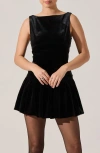 Astr The Label Jinnie Sparkle Velvet Bow Back Top In Black