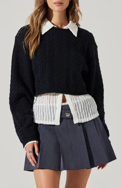 ASTR ASTR THE LABEL JORAH CABLE STITCH SWEATER
