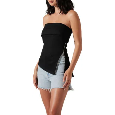 Astr The Label Jordy Side Zip Strapless Top In Black