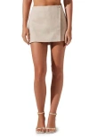 Astr The Label Kaiko Linen Blend Wrap Miniskirt In Natural