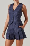 Astr Kaiko Vest In Indigo Denim Stripe