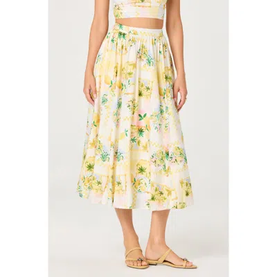 Astr The Label Kaleigh Print A-line Midi Skirt In Neutral