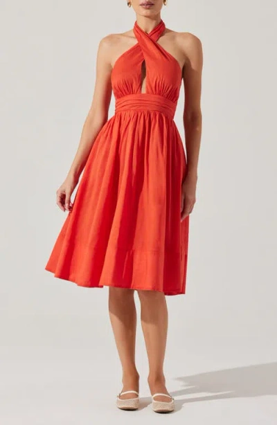 Astr The Label Kalia Halter Neck Linen & Cotton Dress