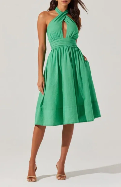 Astr The Label Kalia Halter Neck Linen & Cotton Dress