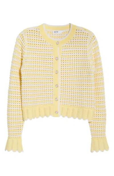 Astr The Label Karly Open Stitch Cardigan In Gold