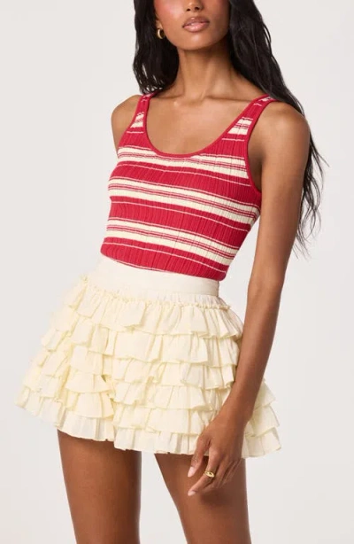 Astr The Label Kaylea Stripe Rib Sweater Tank In Red