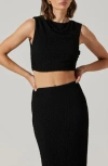 Astr The Label Keely Textured Sleeveless Crop Top In Black